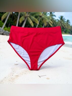 NEW, Tempt Me, Plus Size 22W Red High Waist Bikini Bottom Tummy Control Swimwear